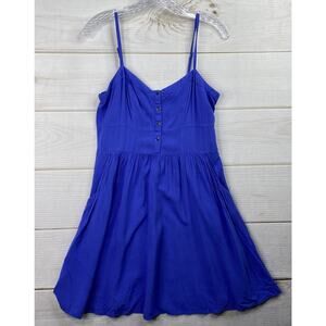 Express Sundress Womens M Blue Sleeveless Mini Smocked Summer Retro Y2K Look